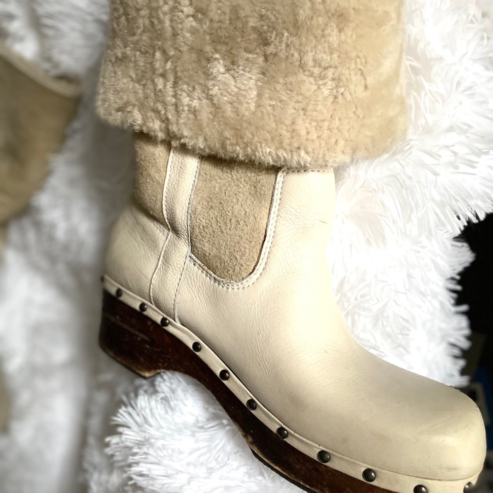 Frye Shearling & Leather Clog Boots